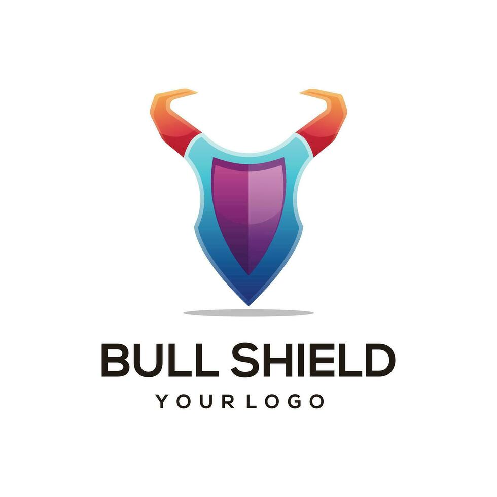 logotipo ilustração touro escudo gradiente colorida estilo vetor