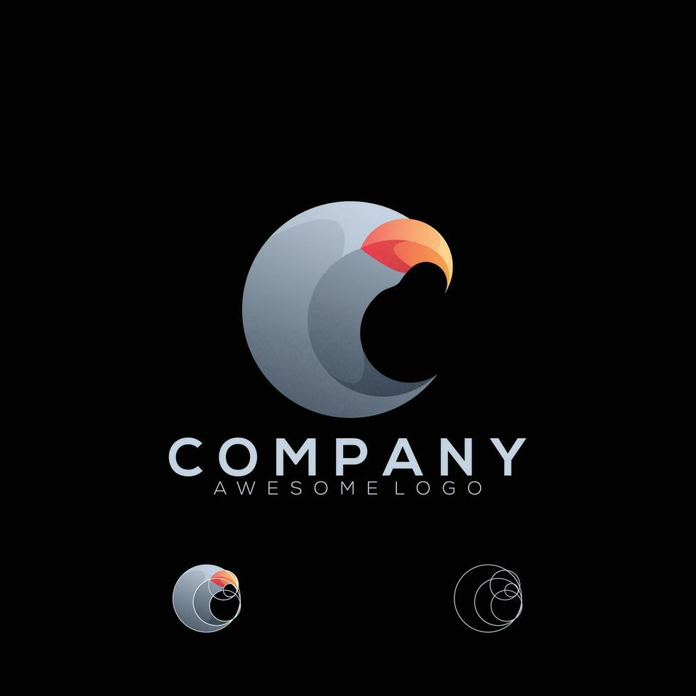 Águia logotipo ilustração gradiente cor estilo vetor