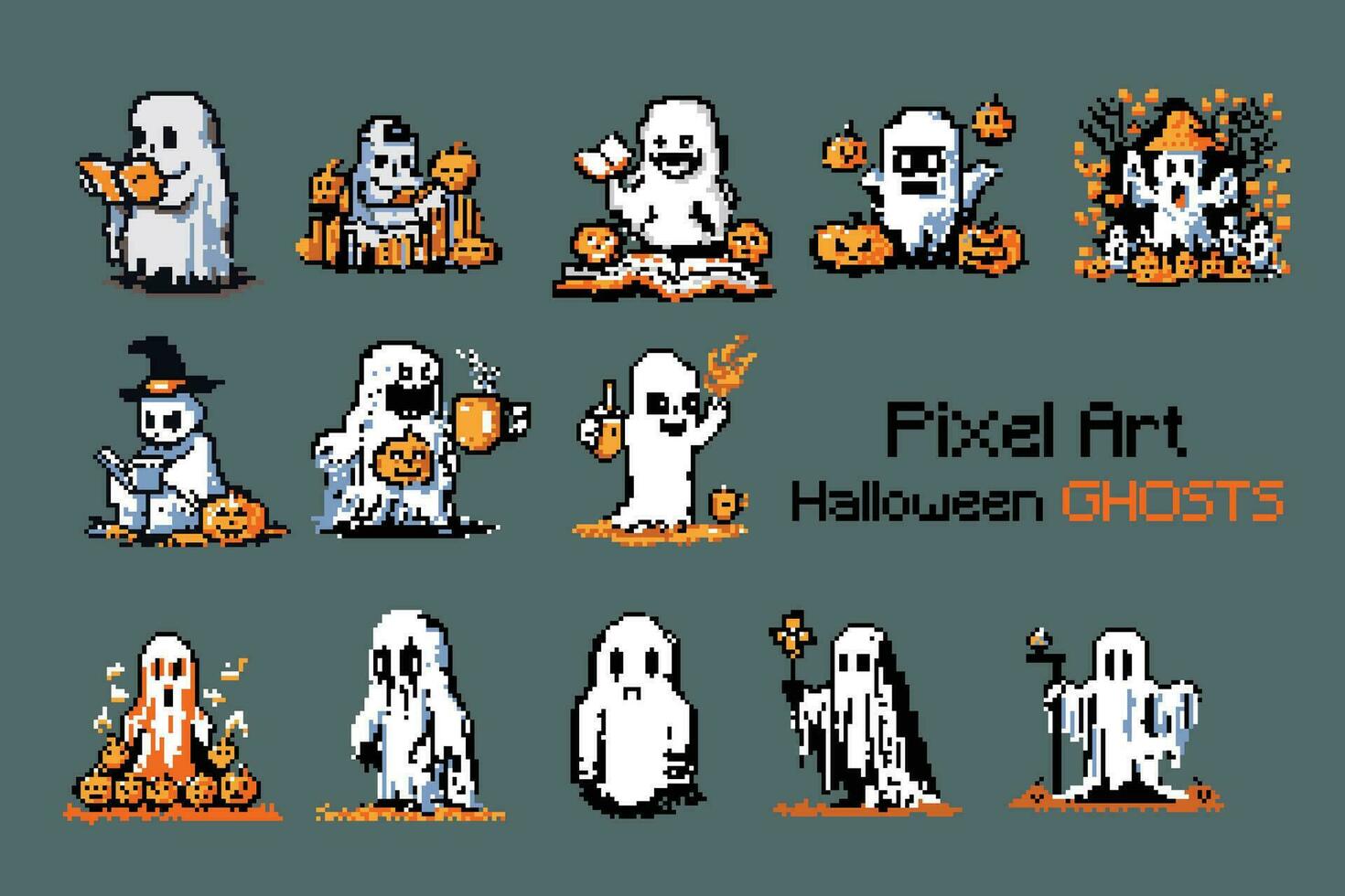 pixel fantasma - inspiração retrô pixel arte personagem, vetor ilustração.