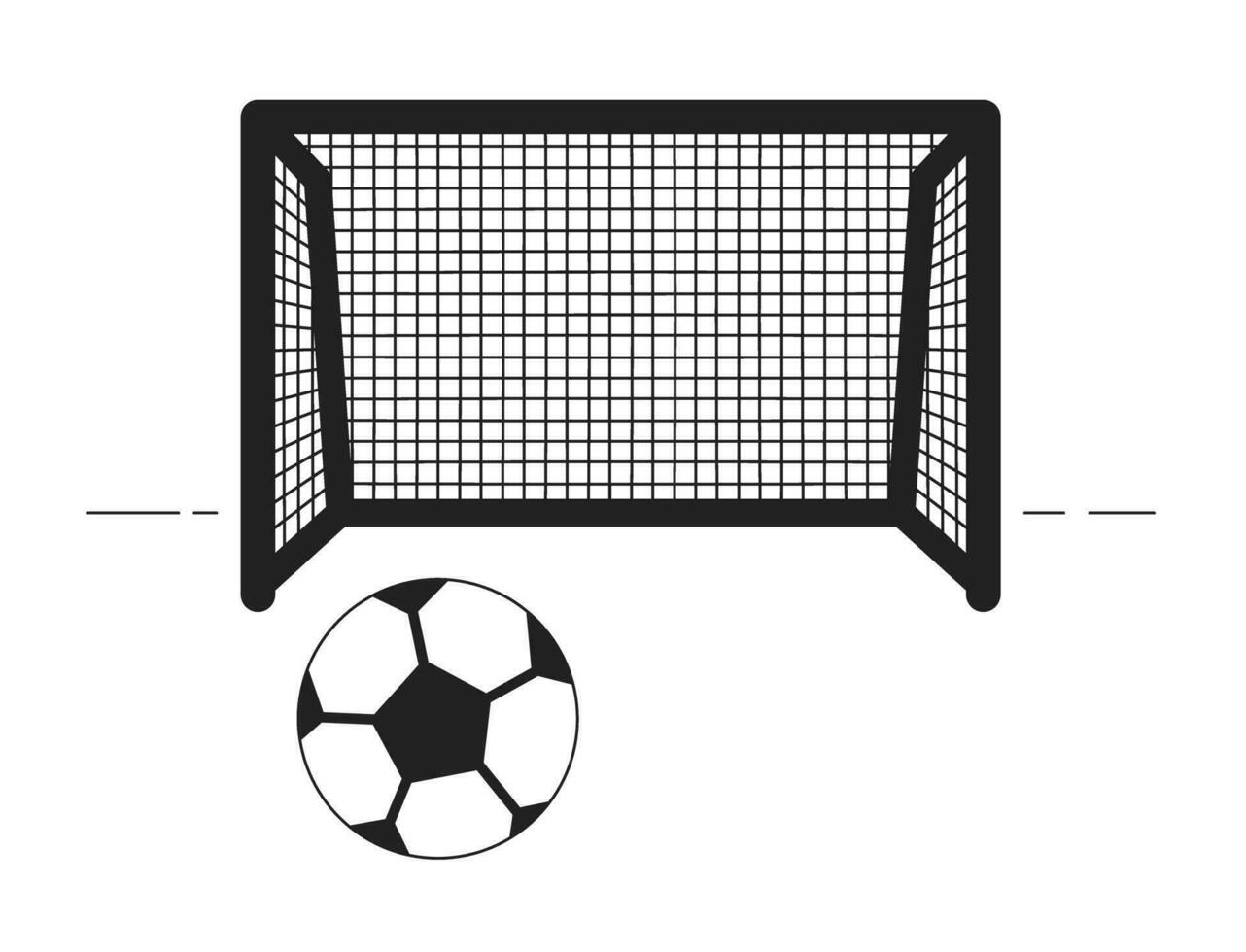 portão e futebol bola monocromático isolado vetor objeto. futebol campo. editável Preto e branco linha arte desenho. simples esboço local ilustração para rede gráfico Projeto