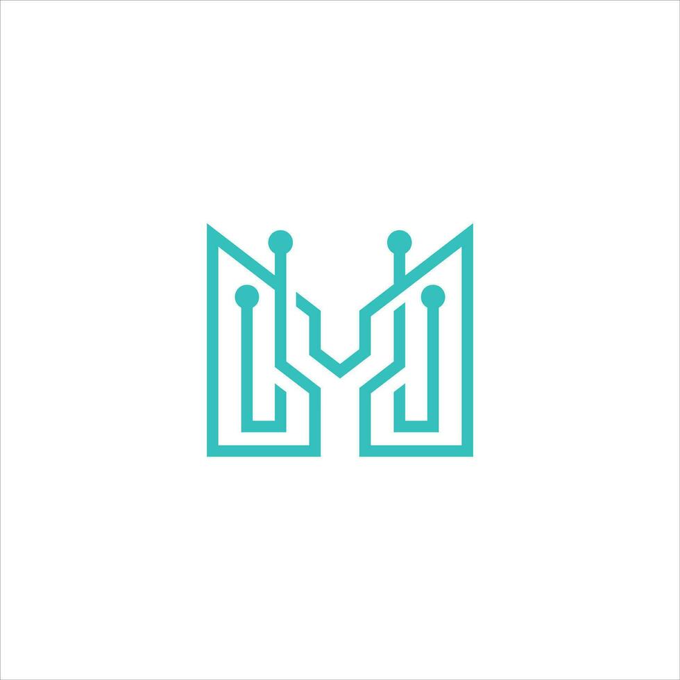 logotipo Projeto modelo para carta m tecnologia vetor