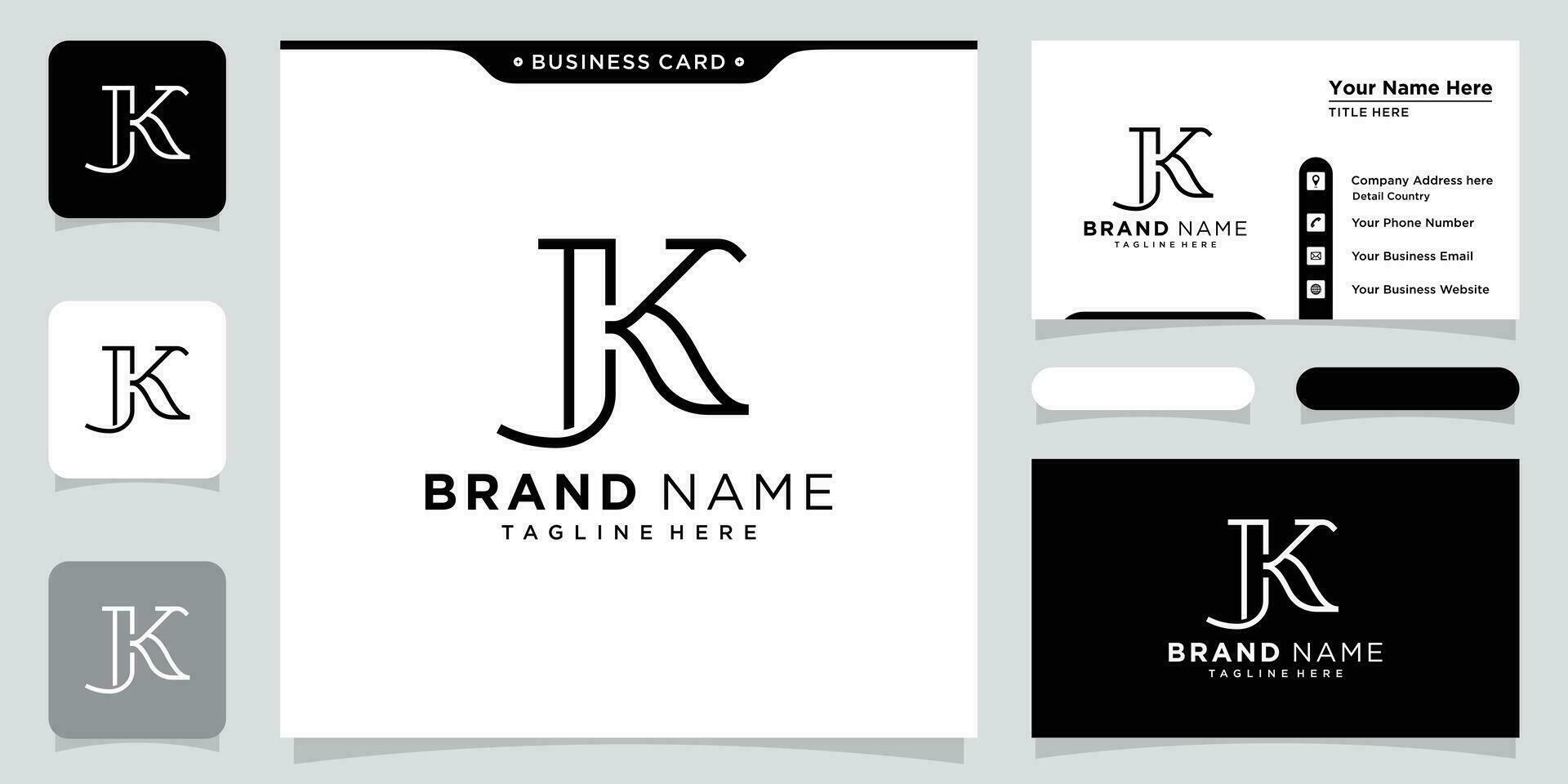 alfabeto cartas iniciais monograma logotipo jk ou kj, com o negócio cartão Projeto vetor