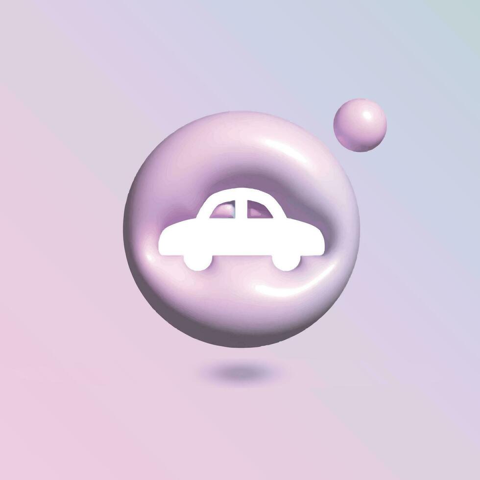 carro ícone com dentro círculo brilhante pastel cor dentro 3d estilo realista vetor arte