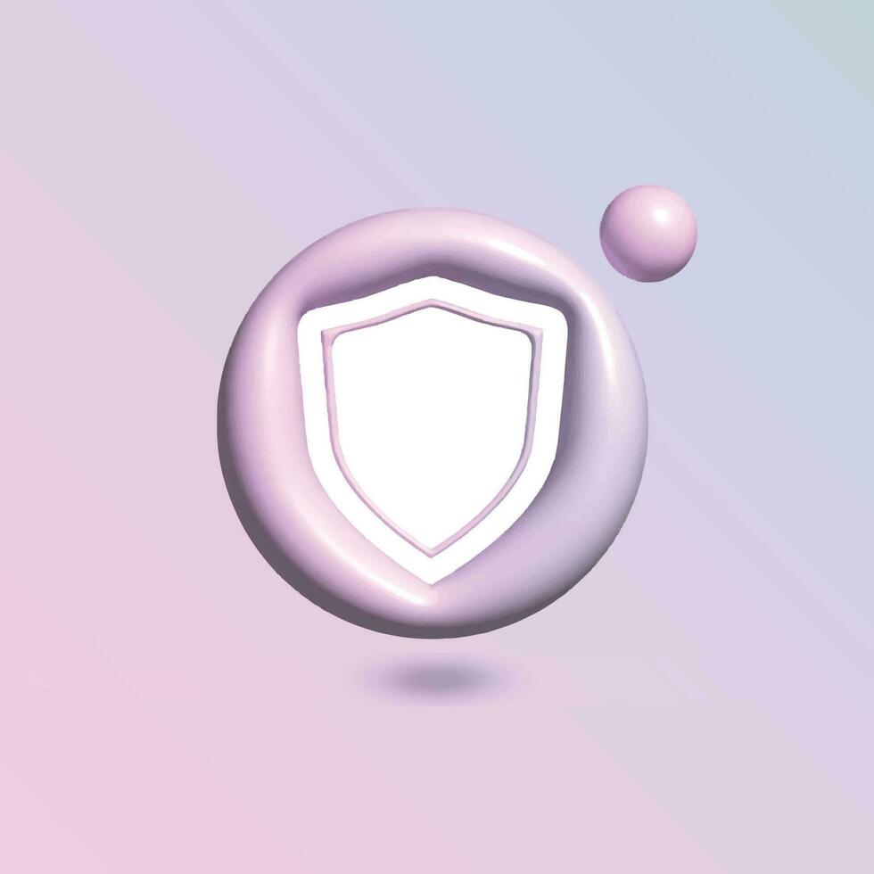 escudo ícone com dentro círculo brilhante pastel cor dentro 3d estilo realista vetor arte