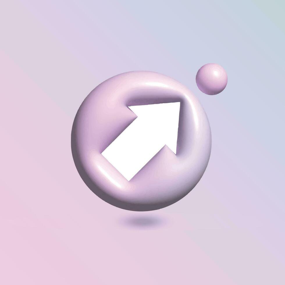 seta ícone com dentro círculo brilhante pastel cor dentro 3d estilo realista vetor arte