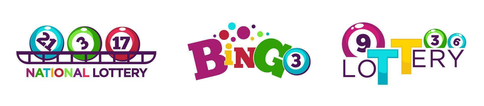 nacional loteria, jogos de azar e Bingo ícones vetor