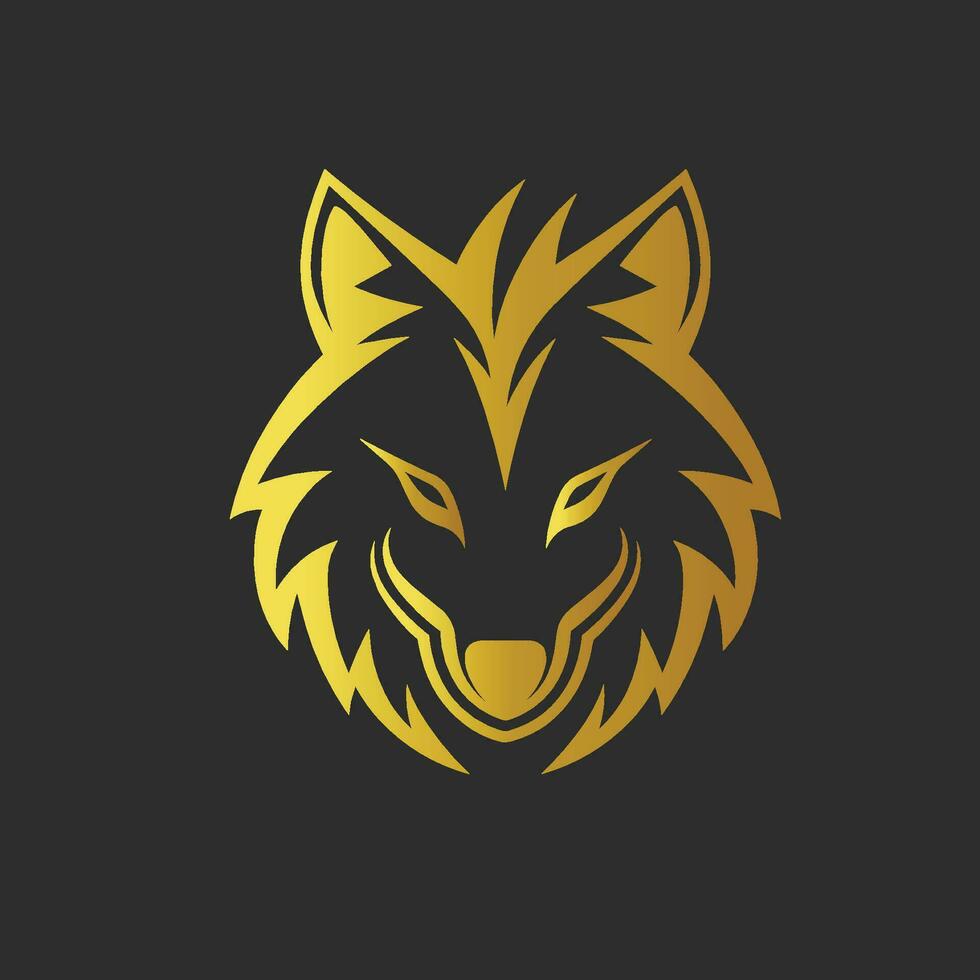 ilustração vetorial gráfico de design de logotipo cabeça lobo ouro vetor