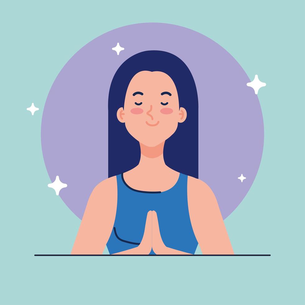 mulher meditando, atividade para a saúde mental vetor