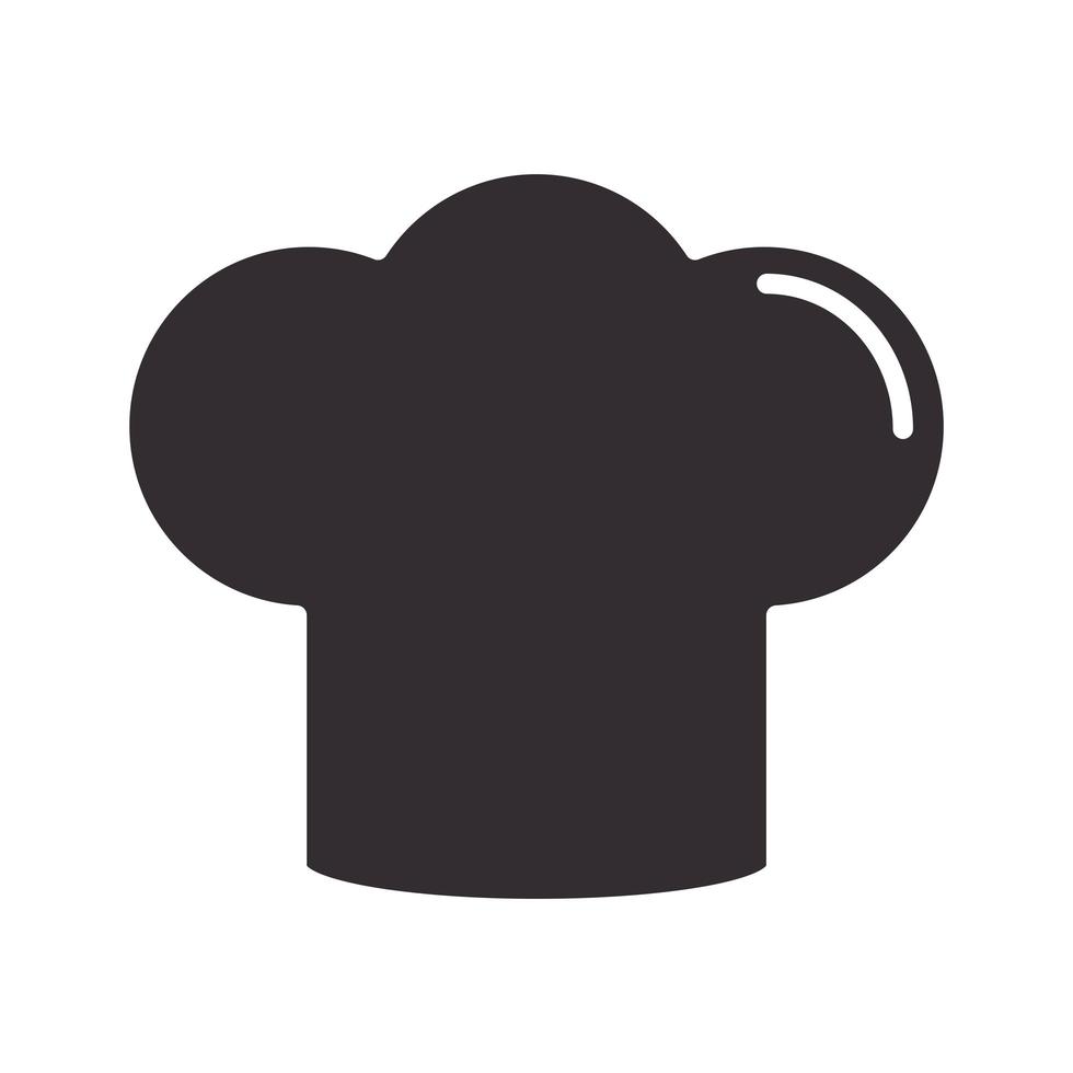 ícone de estilo de silhueta uniforme de cozinha de chapéu de chef vetor