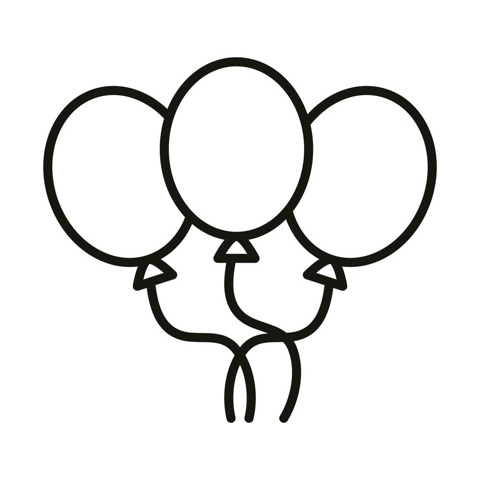 feliz aniversário balões decoração festiva celebração festa linha ícone estilo vetor