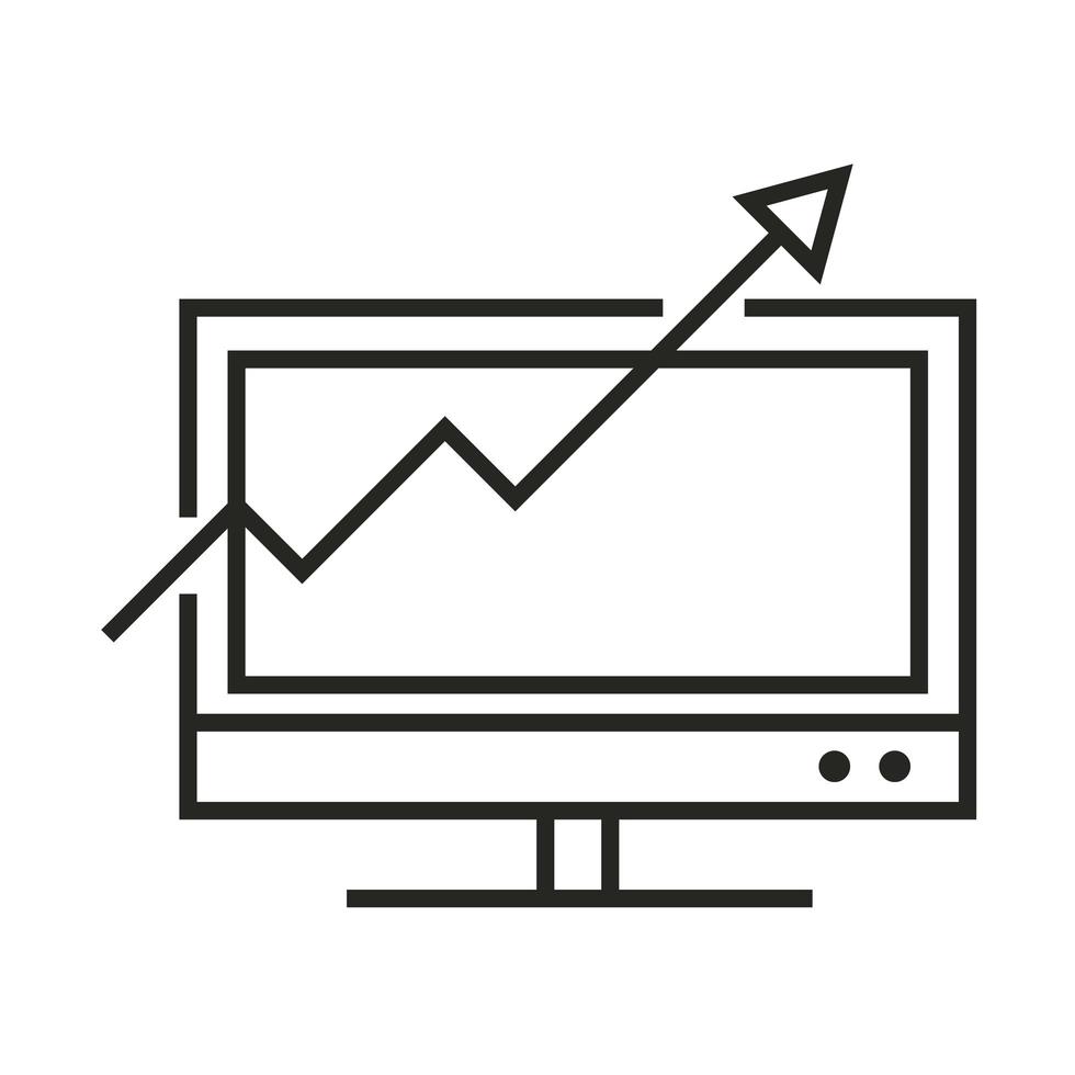 ícone de linha de estratégia de crescimento de site de marketing digital vetor