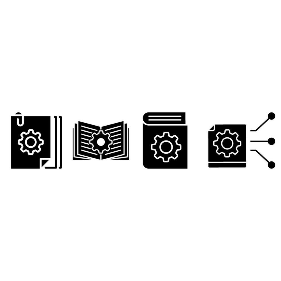 conjunto de ícones de vetor de documento. coleção de sinais de ilustração de documentação técnica. símbolo manual.