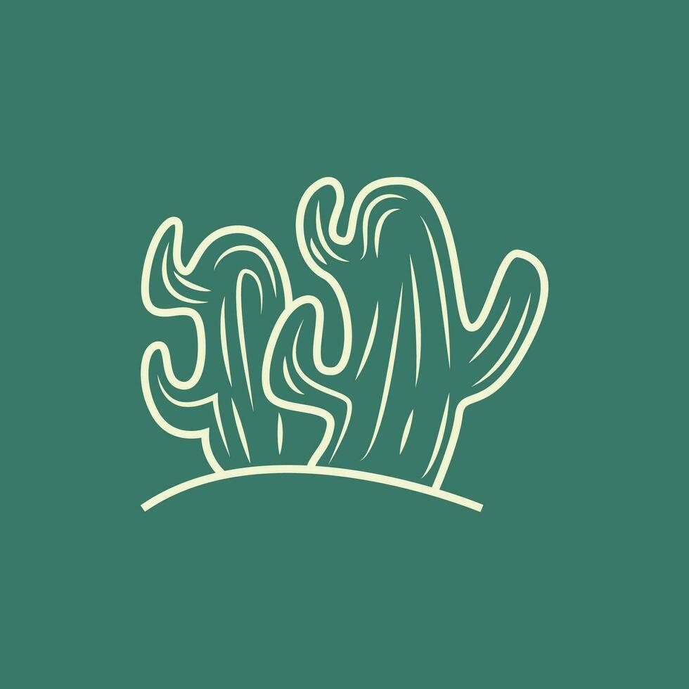 cacto logotipo, simples linha cacto projeto, verde plantar vetor, ícone, símbolo, ilustração vetor