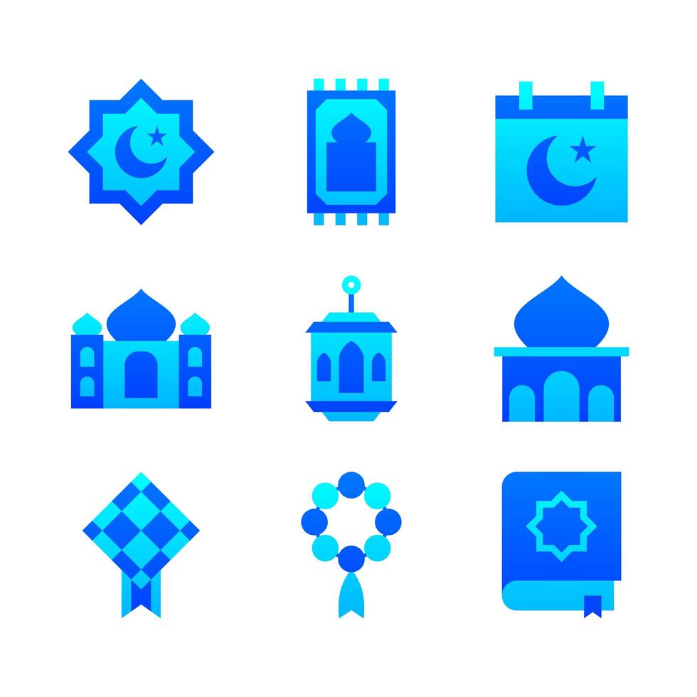 ícone conjunto islâmico vetor