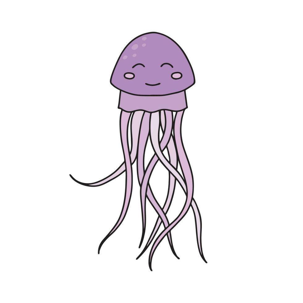 fofa desenho animado medusa isolado em branco fundo. crianças vetor ilustração dentro rabisco estilo