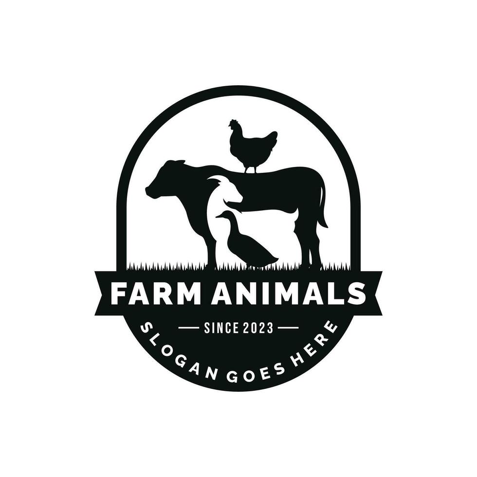 Fazenda animais logotipo Projeto vetor. gado logotipo vetor