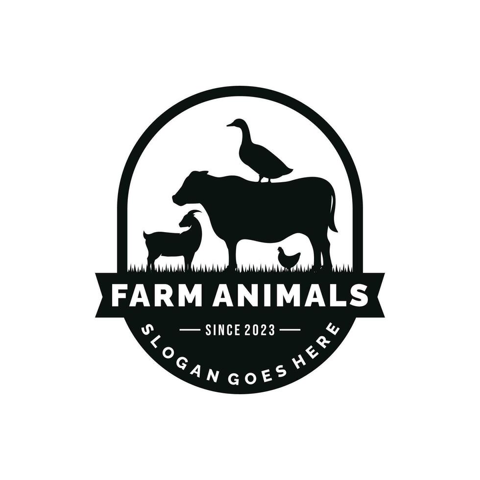 Fazenda animais logotipo Projeto vetor. gado logotipo vetor