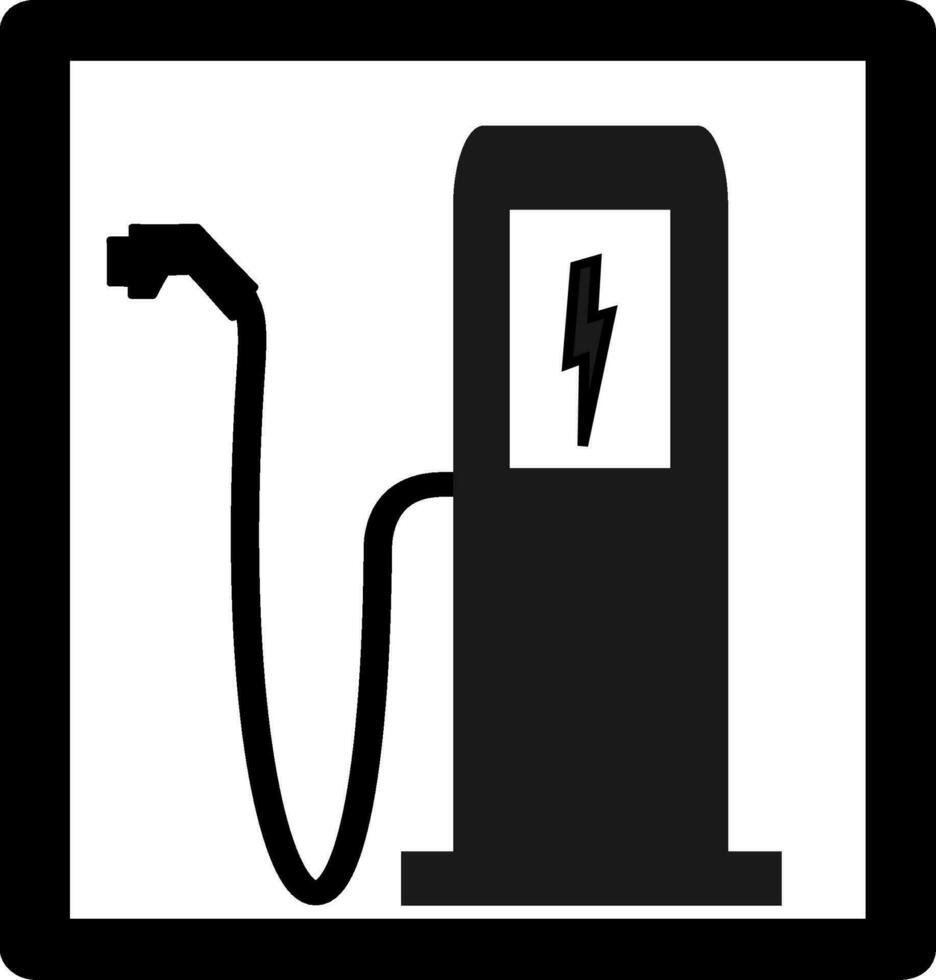 elétrico veículos cobrando ponto ícone, carro carregar estação quadrado sinal, isolado em branco fundo, vetor ilustração