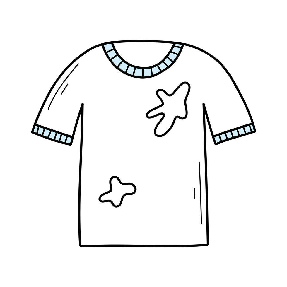 sujo camiseta dentro rabisco estilo. vetor ilustração. camiseta com uma mancha dentro uma linear estilo. isolado em branco fundo.