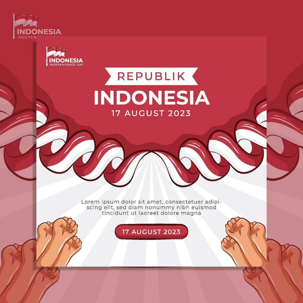 modelo de banner de panfleto de mídia social do dia da independência da indonésia vetor