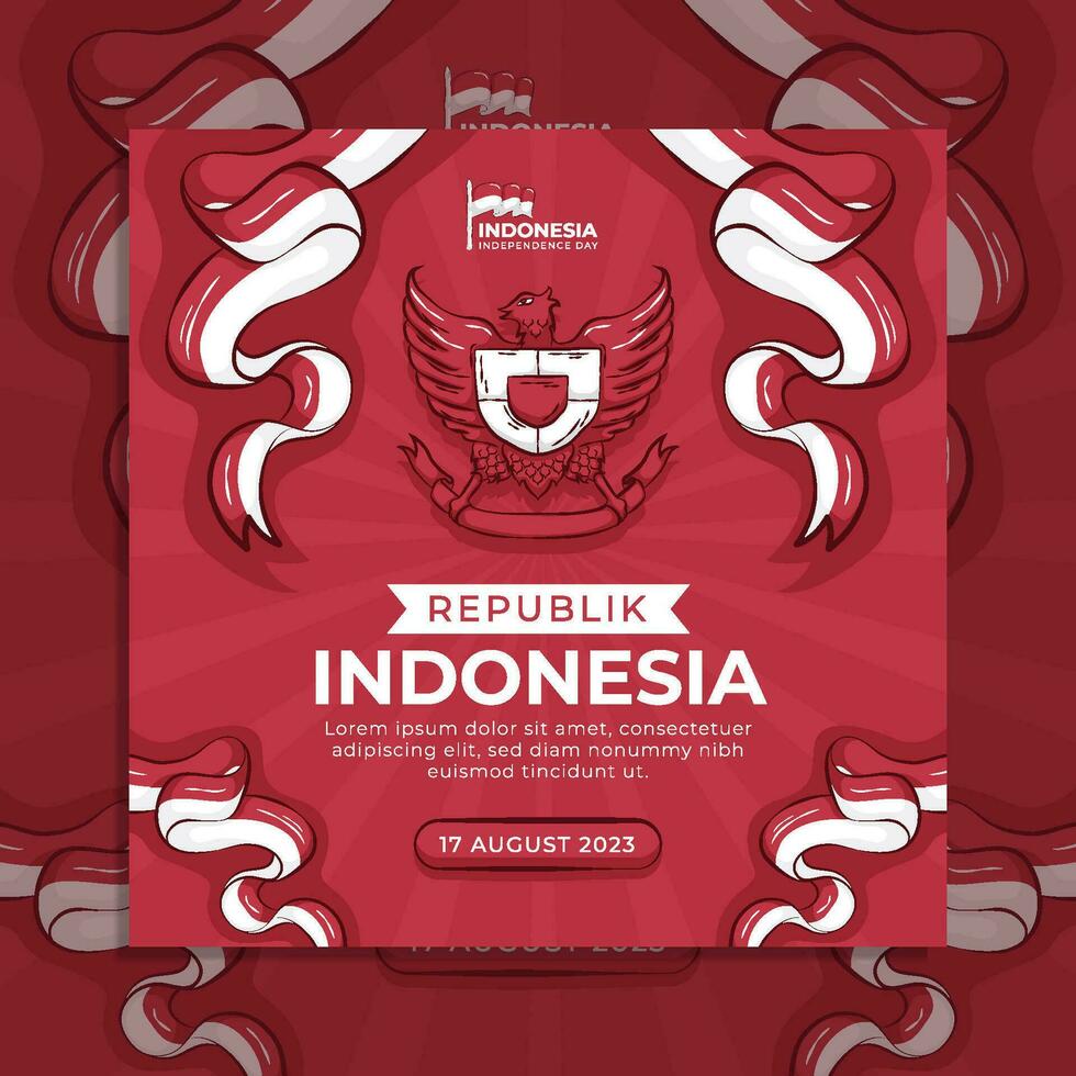 modelo de banner de panfleto de mídia social do dia da independência da indonésia vetor