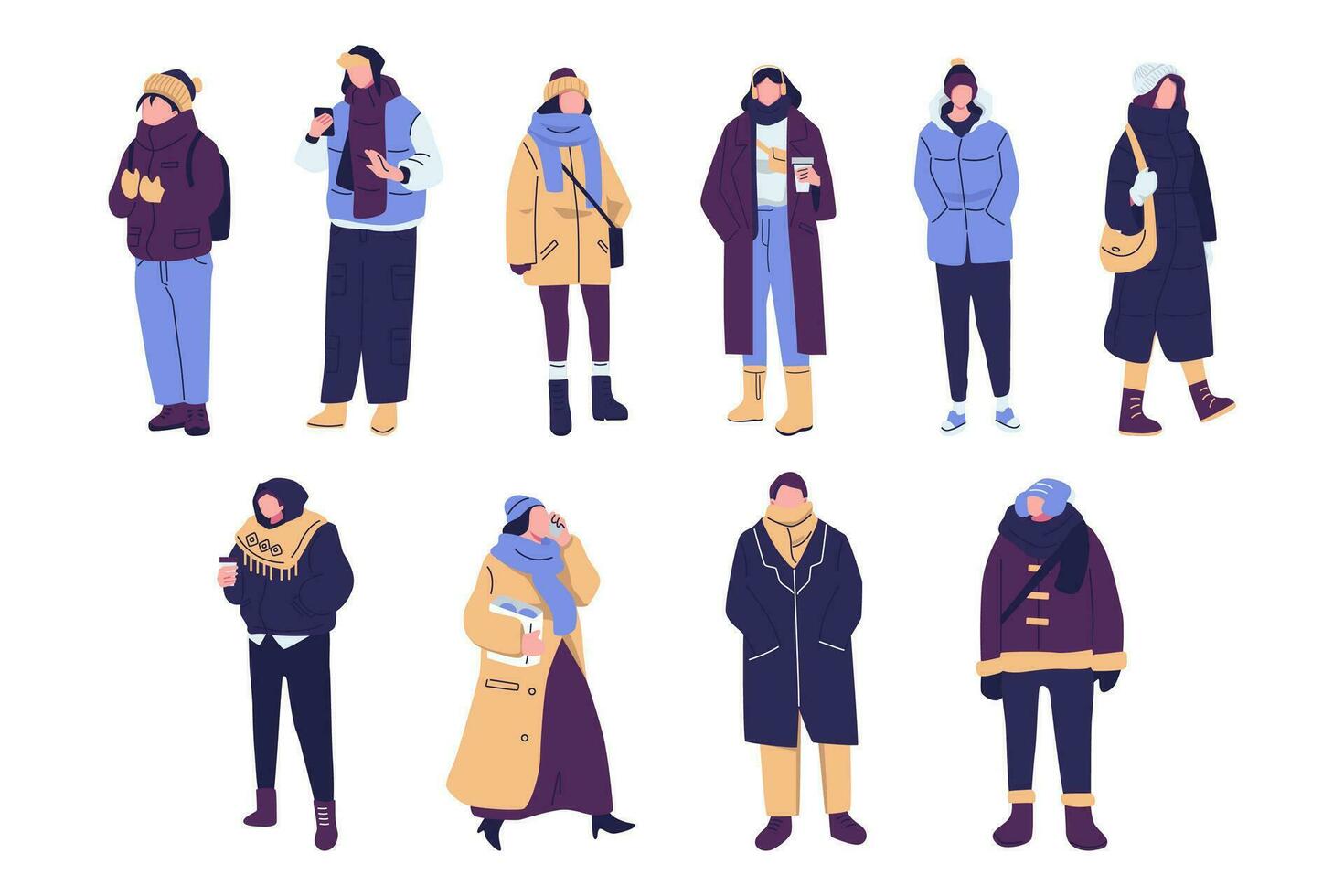 pessoas vestem moda inverno roupas conjunto vector Projeto