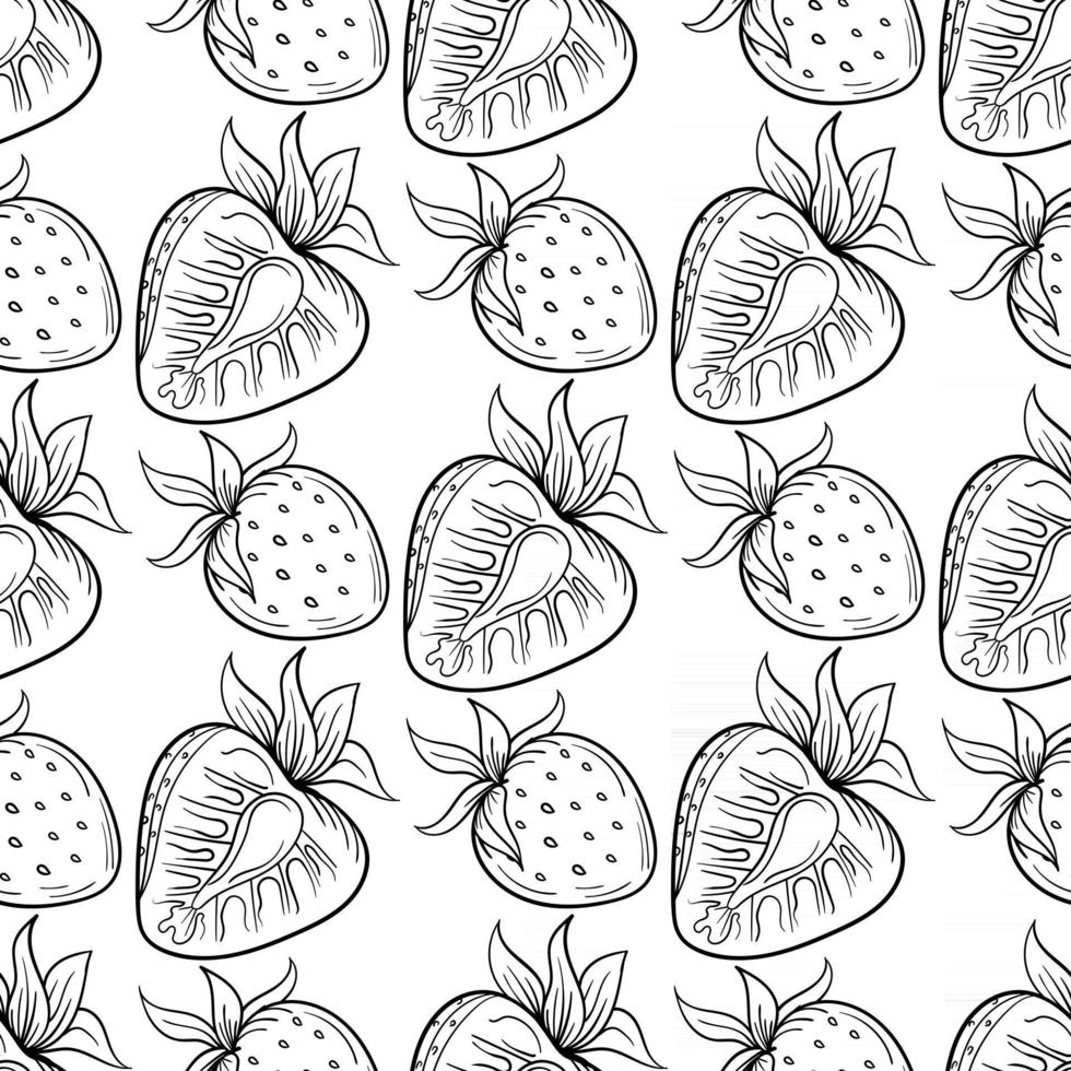 padrão sem emenda de morango berry. mão desenhada ilustração vetorial frutas saudáveis orgânicas frescas. fundo de morango doce. vetor