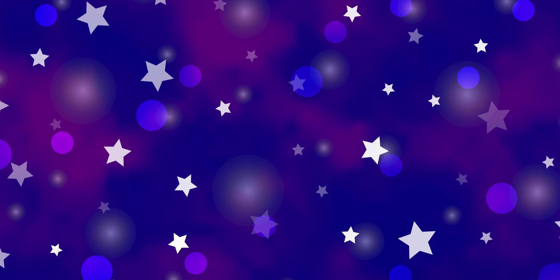 pano de fundo de vetor roxo claro com estrelas de círculos, discos coloridos estrelas em design de fundo gradiente simples para fabricantes de tecido de papel de parede