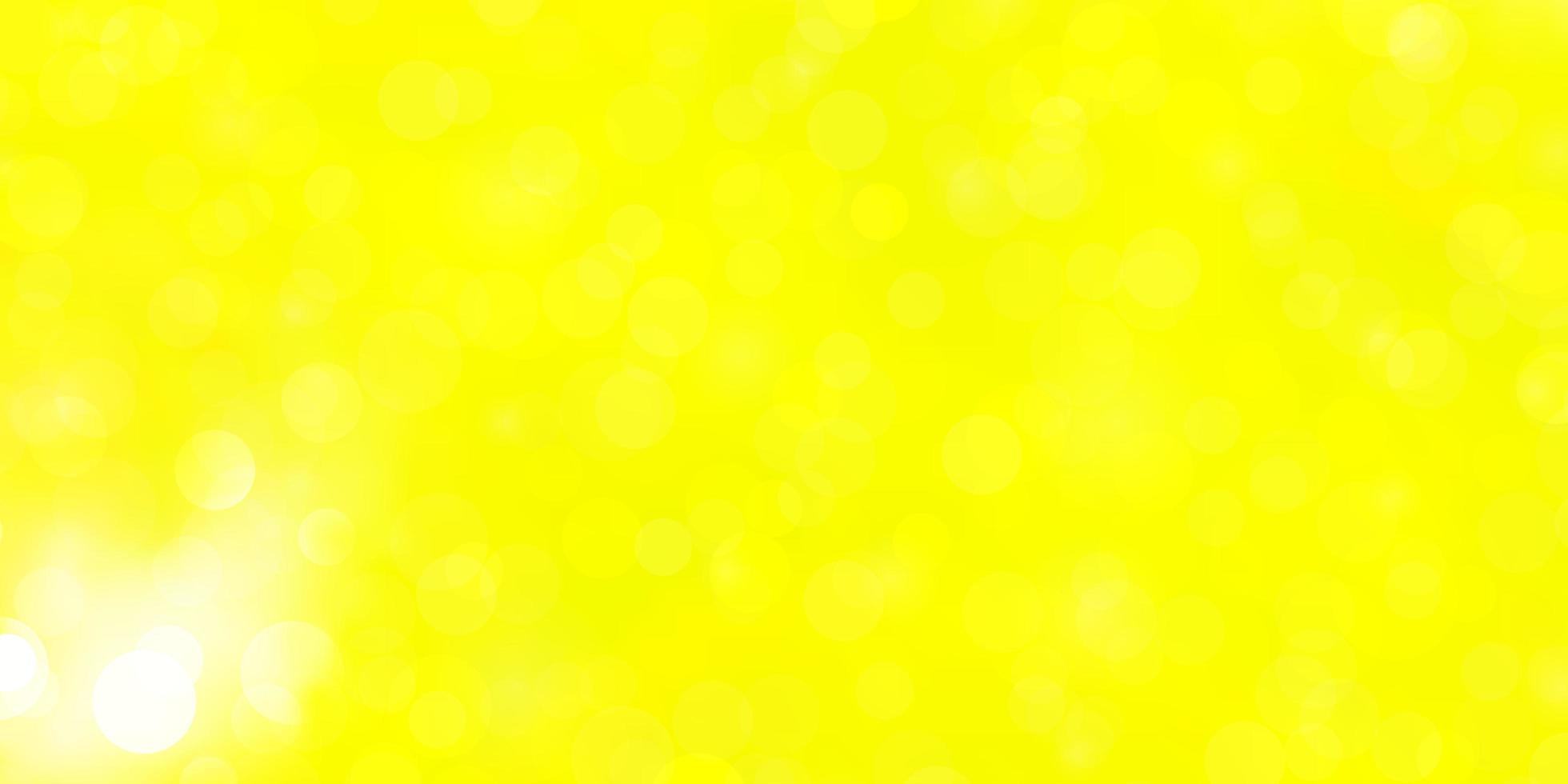 pano de fundo de vetor amarelo claro com ilustração de círculos com conjunto de esferas abstratas coloridas brilhantes para banners de cartazes