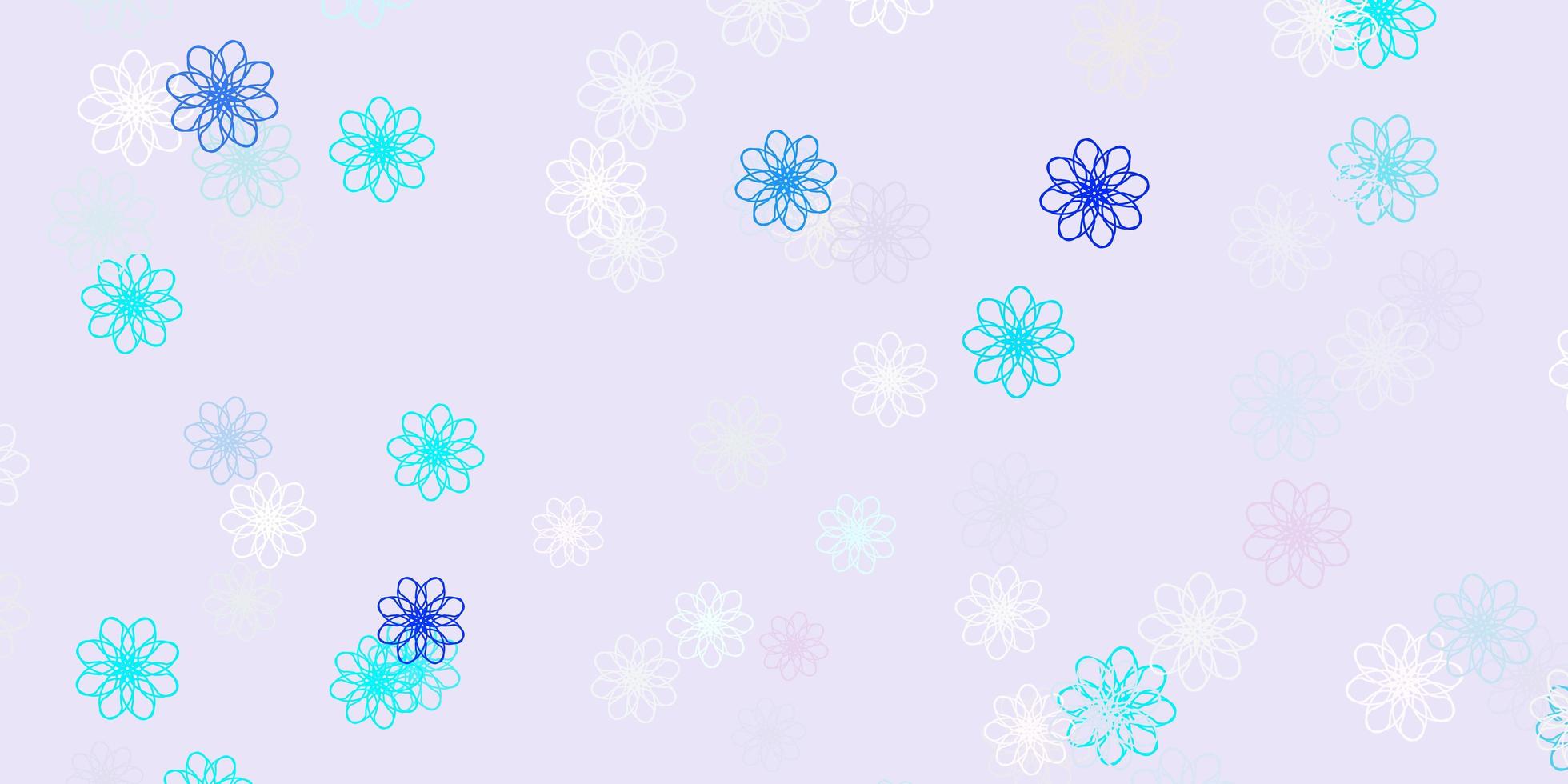 fundo de doodle de vetor rosa claro azul com flores