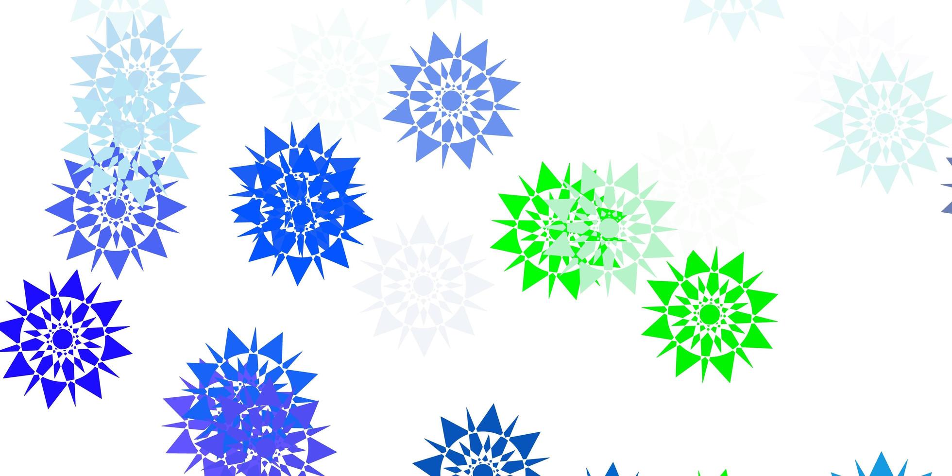 layout de vetor azul claro verde com lindos flocos de neve