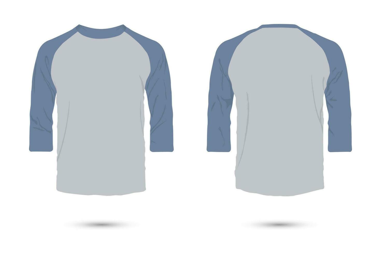 raglan manga camiseta brincar frente e costas visualizar. vetor ilustração