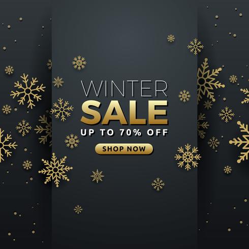 Design de modelo de banner de fundo de venda de inverno com floco de neve vetor