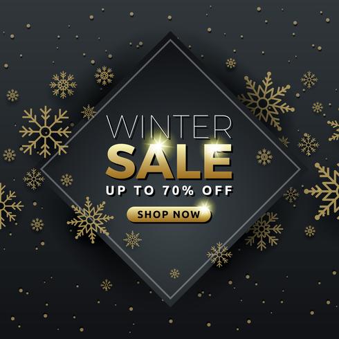 Design de modelo de banner de fundo de venda de inverno com floco de neve vetor