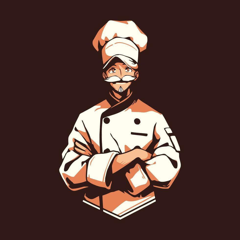 chefe de cozinha mascote logotipo Projeto. restaurante logotipo vetor
