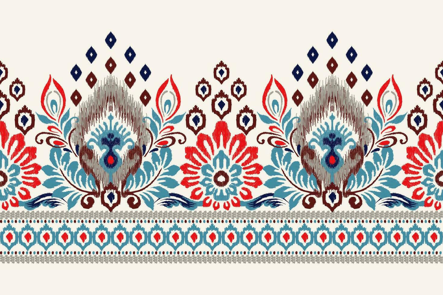 ikat floral paisley bordado em branco plano de fundo.ikat étnico oriental padronizar tradicional.asteca estilo abstrato vetor ilustração.design para textura,tecido,vestuário,embrulho,decoração,canga,cachecol