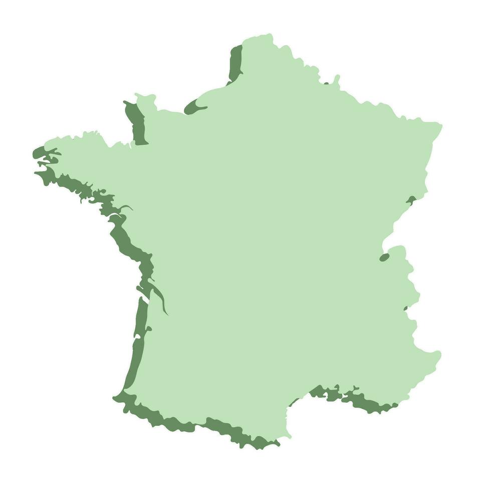 França ou francês mapa 3d cor. vetor