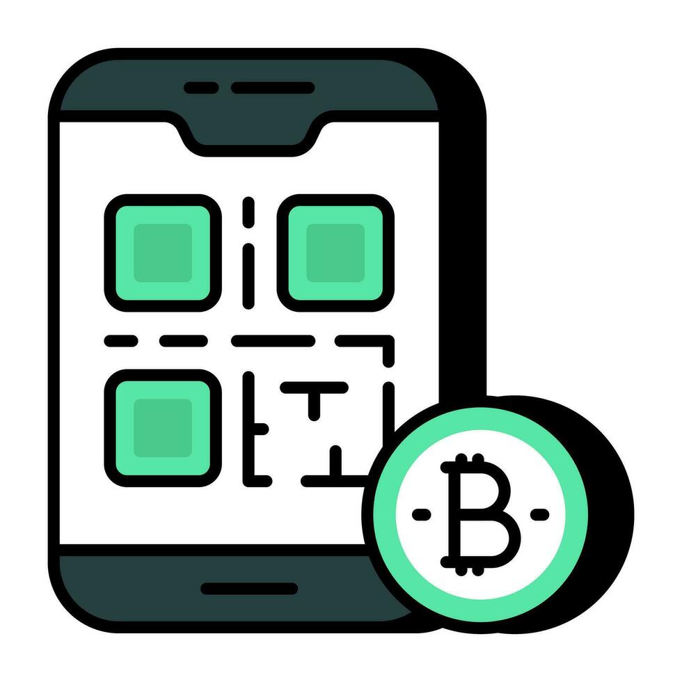 a editável Projeto ícone do bitcoin qr código vetor