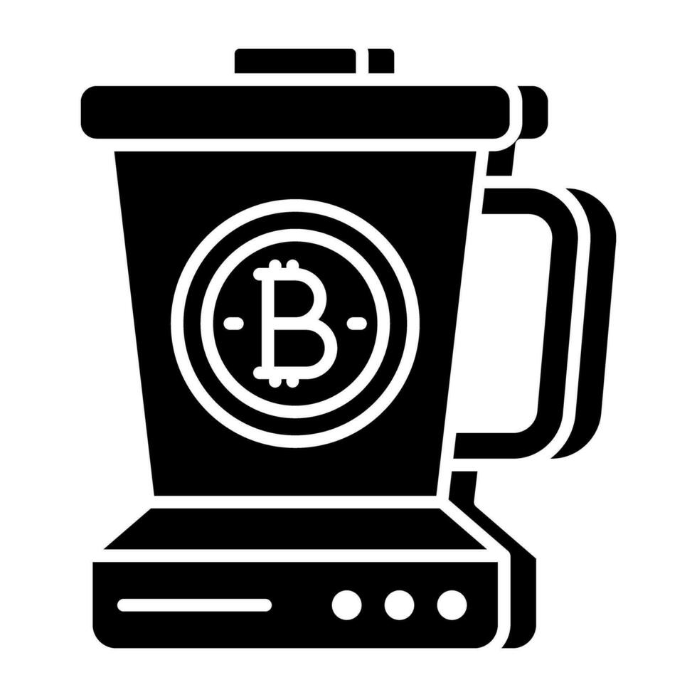 uma sólido Projeto ícone do bitcoin liquidificador vetor