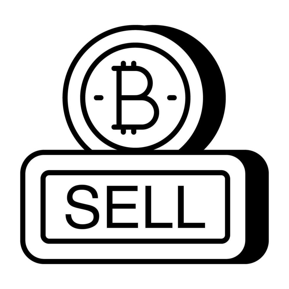 Prêmio baixar ícone do vender bitcoin vetor