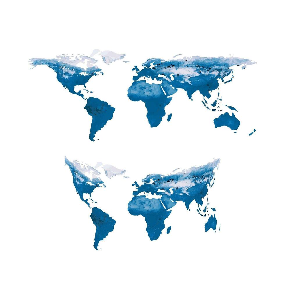 mundo mapa dentro azul. global continente 3d, Ásia, América, Austrália, africano, Europa, global. vetor