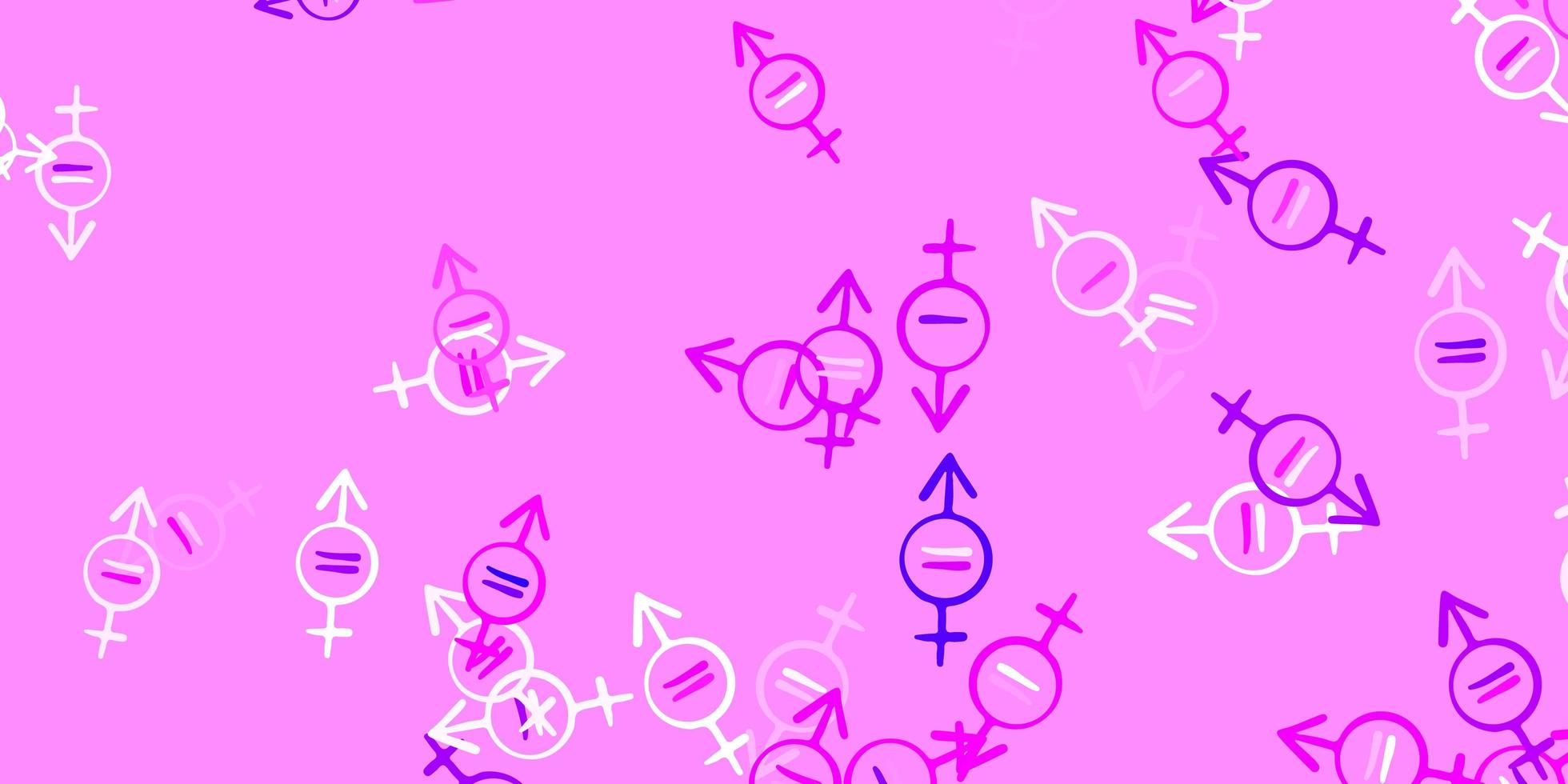 textura de vetor rosa claro com símbolos dos direitos das mulheres