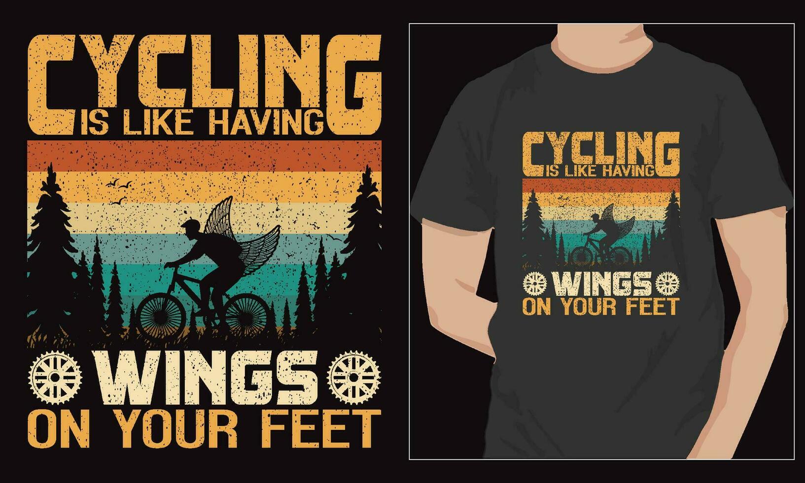 ciclismo é gostar tendo asas em seu pés vetor ciclismo camiseta Projeto