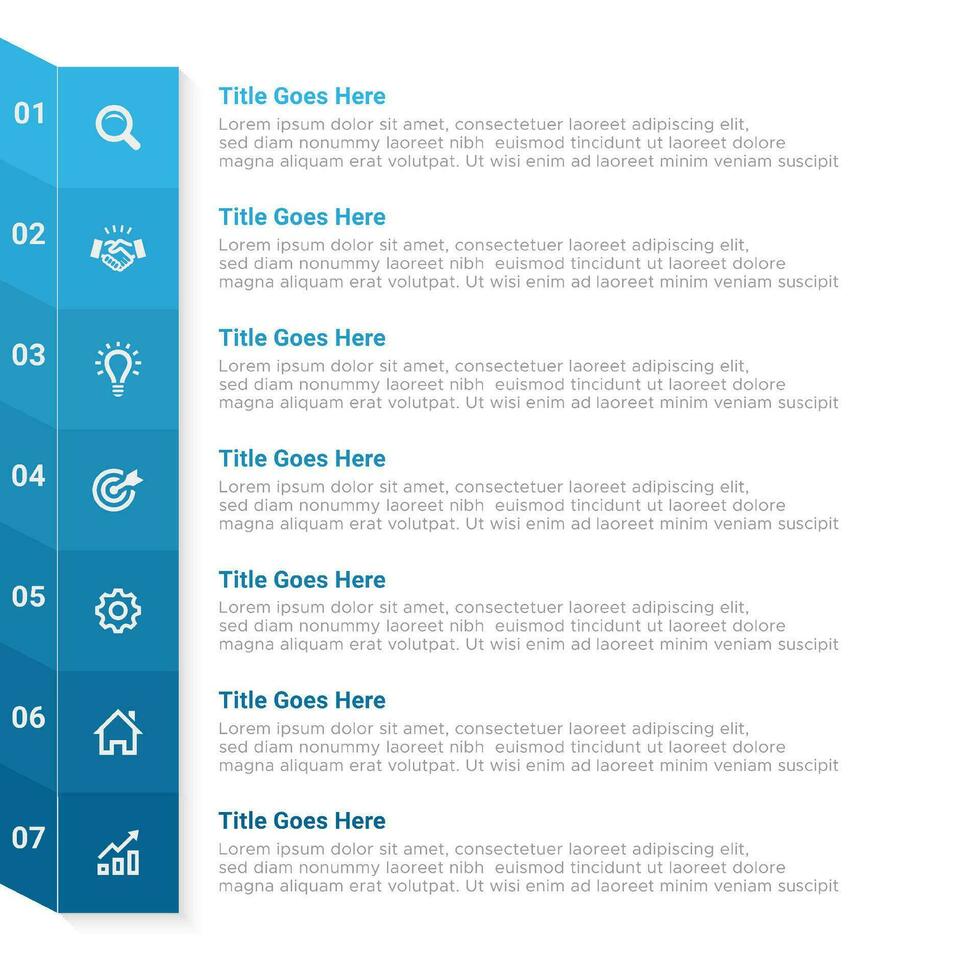 simples e limpar \ limpo apresentação o negócio infográfico Projeto modelo com 7 Barra do opções vetor