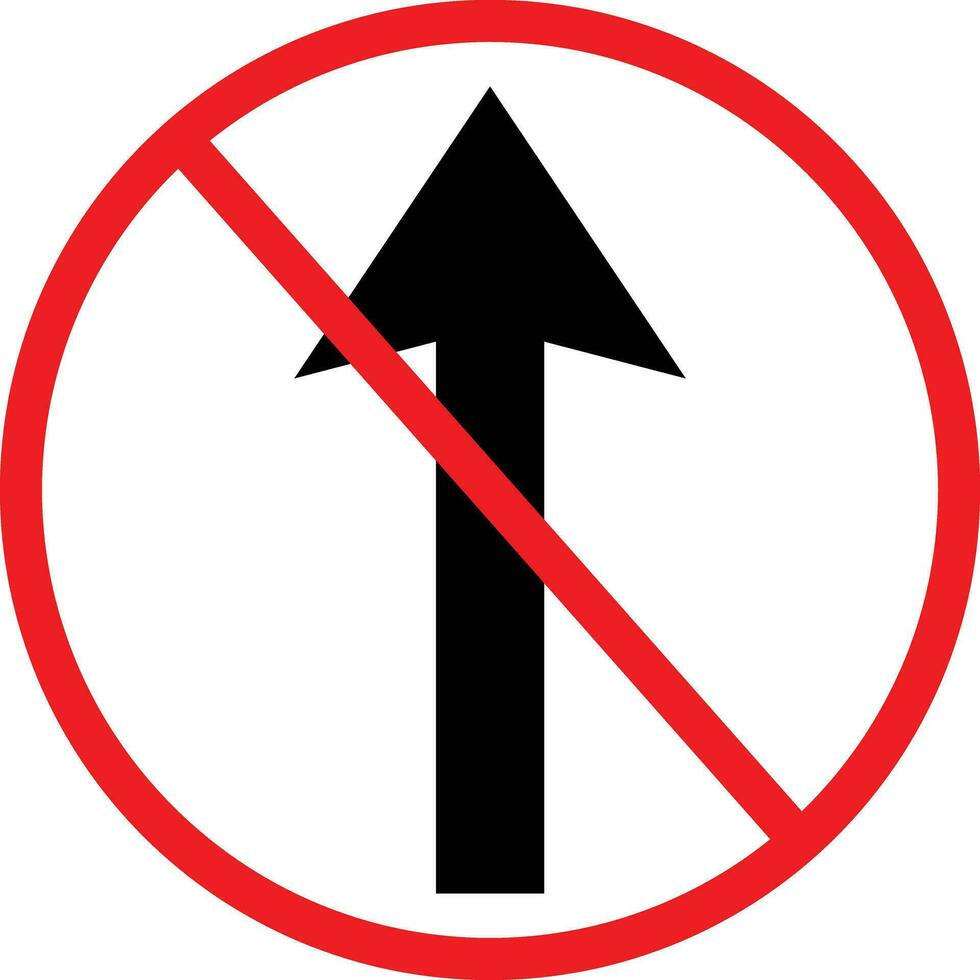 não em linha reta através símbolo. proibição estrada placa. restrição ícone vetor
