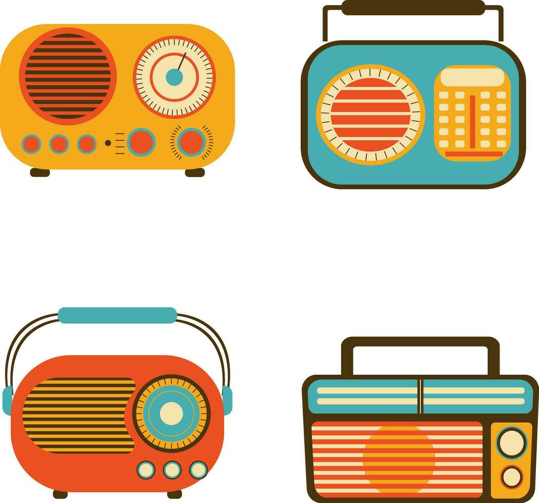 retro rádio estéreo. colorida ilustração em branco fundo. vetor ilustração