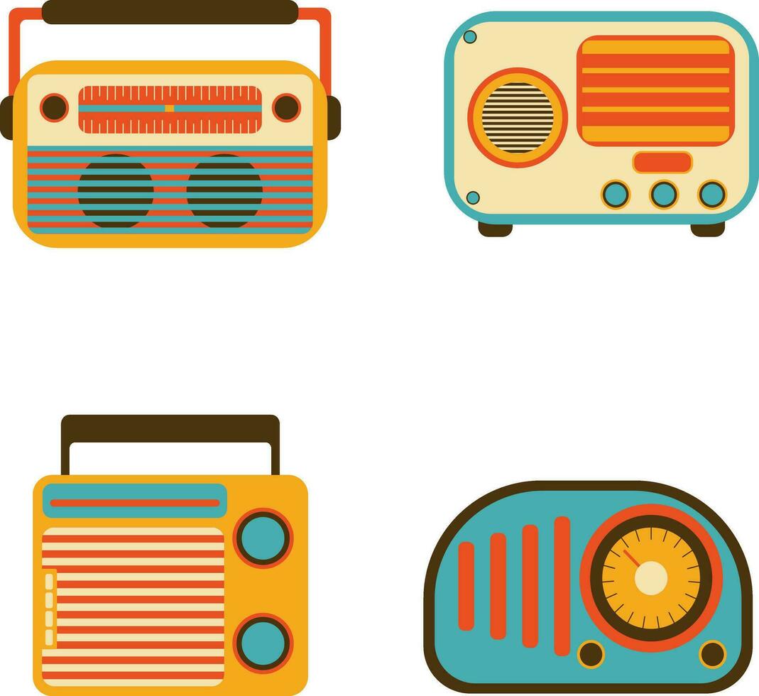 retro rádio estéreo. colorida ilustração em branco fundo. vetor ilustração