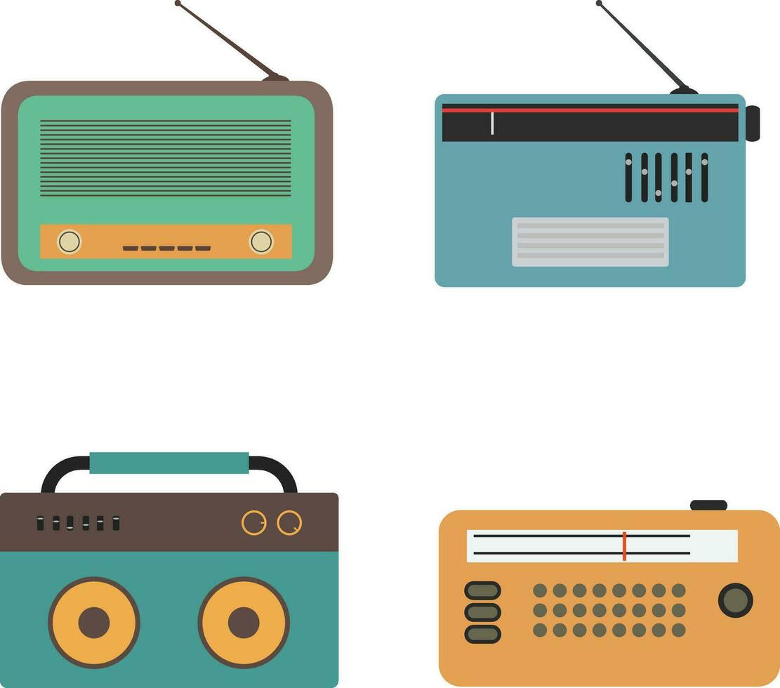 retro rádio estéreo. colorida ilustração em branco fundo. vetor ilustração