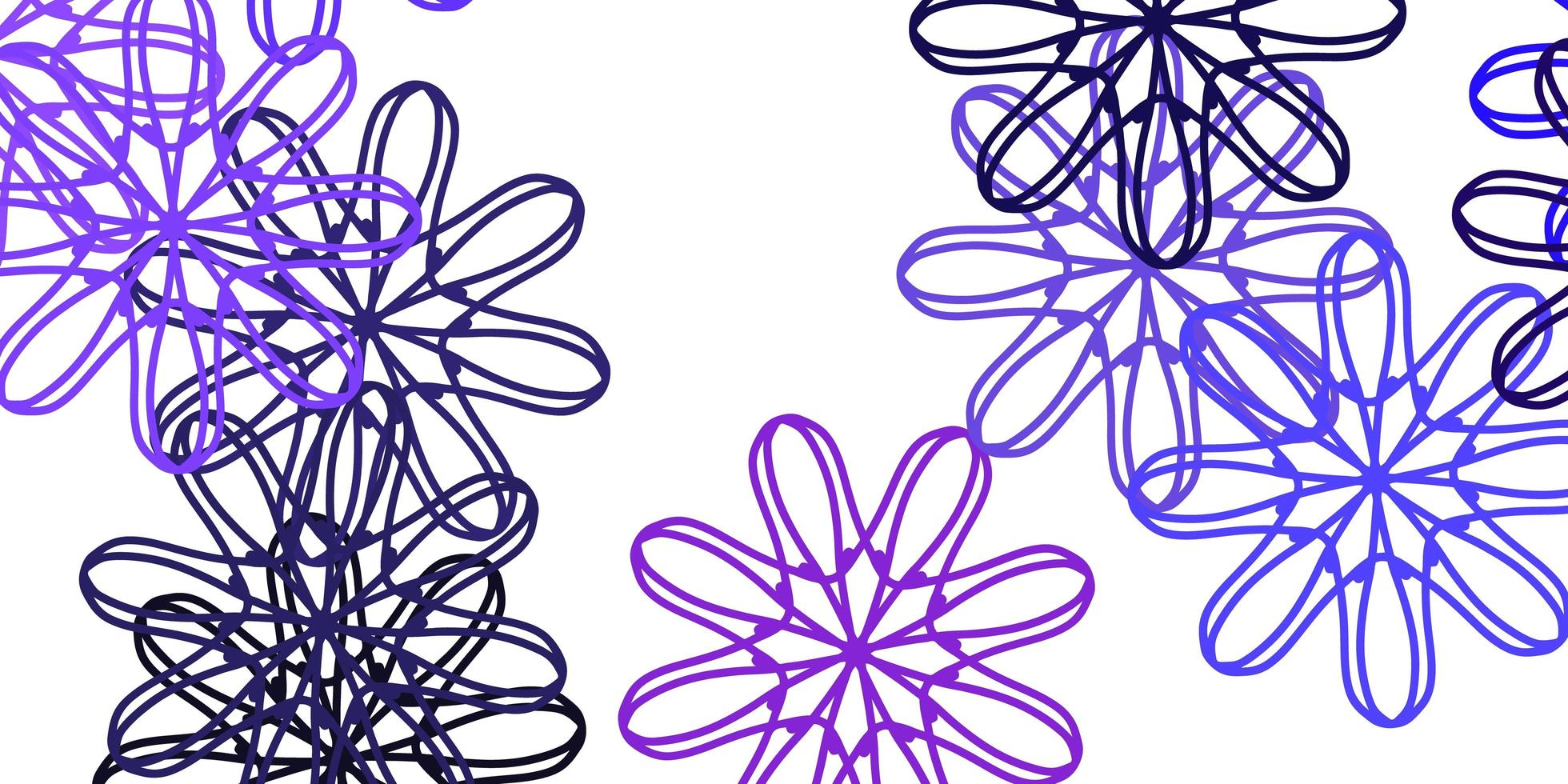 fundo de doodle de vetor roxo claro com flores