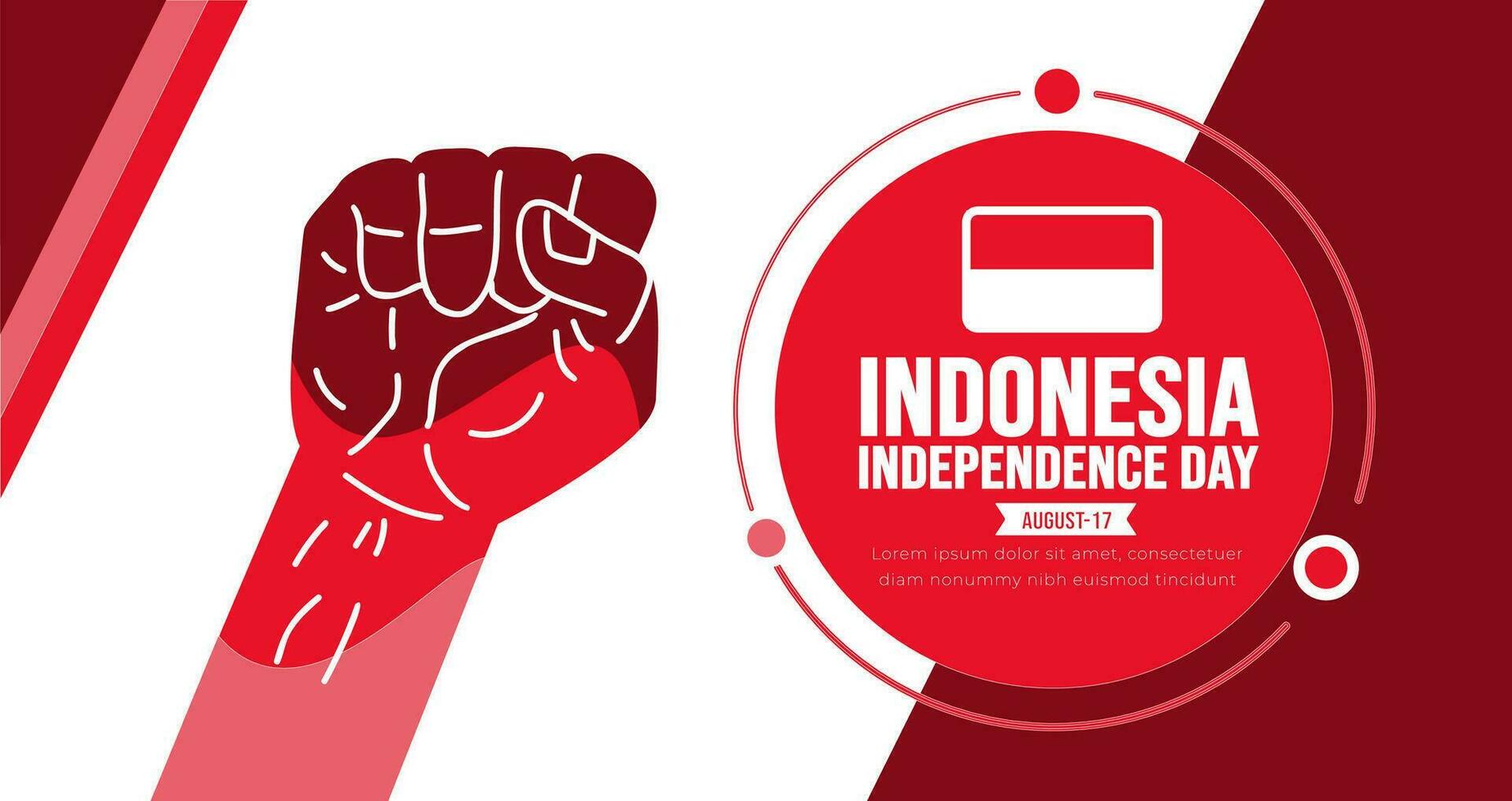 17 agosto Indonésia independência dia fundo modelo. feriado conceito. fundo, bandeira, cartaz, cartão, e poster Projeto modelo com texto inscrição e padrão cor. vetor ilustração.